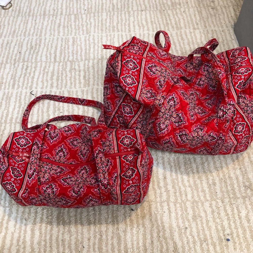 Two Vera Bradley Duffle bags in Frankly Scarlet